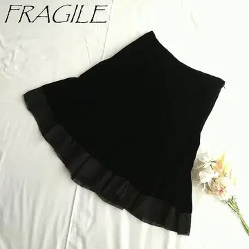 FRAGILE 플라질 스웨이드 와이드 플리츠 플레어 스커트 13095