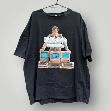 PC 그래픽T셔츠 블랙 L 전후 프린트 디자인T ( 모 창업자 모티브 )