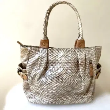 베이지 뜨개질 프린트 부드러운 가죽 제품 토트백 & 핸드백