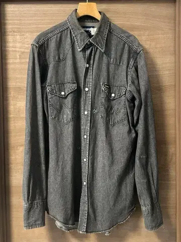 Wrangler 데님 셔츠 USA제 긴팔 그레이 15 1/2 - 34