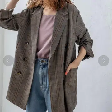 미스틱 체크 더블 테일러드 자켓