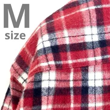 FAT 남성용 플란넬 셔츠 레드 계열 체크 TITCH M