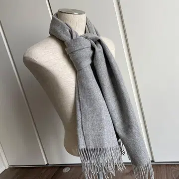 새상품급 캐시미어 100% 스톨 숄 머플러 대형 그레이 flav