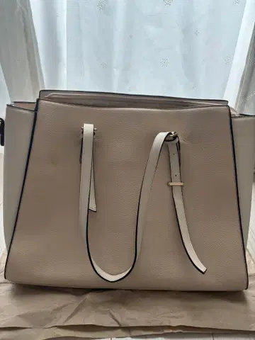 베이지 가죽 비즈니스 백 대용량