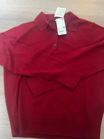 유니클로 메리노 폴로 스웨터 레드 M