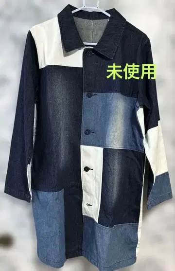 패치워크 데님 코트 롱 코트