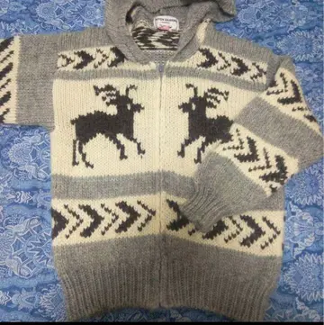 카우친 스웨터 후드 부착 루돌프 무늬 그레이 SEVEN ISLANDS