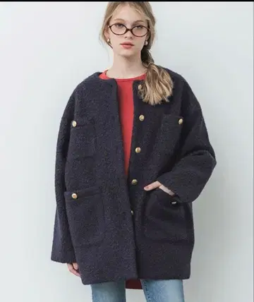 네이비 보아 자켓 오버 사이즈