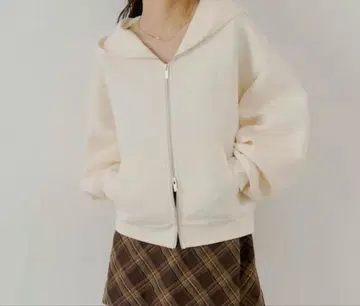 Chico 후드티 W 지퍼 볼륨 슬리브 후드 후드티 여성용