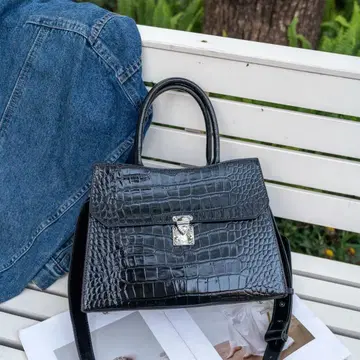 악어 엠보싱 2WAY 핸드백 숄더 스트랩 포함