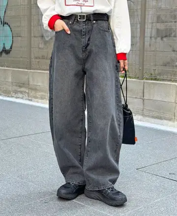 cpcm 커브 페인터 데님 팬츠 L 블랙