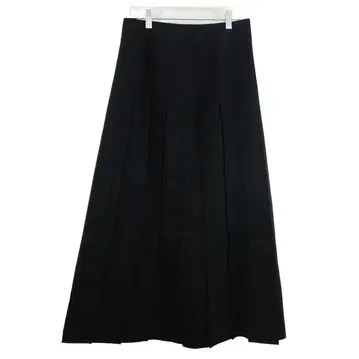 스카파 롱 스커트 플리츠 스커트 울 100% 블랙 여성용 40