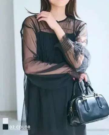 베이스먼트 온라인 튤 튜닉 블랙