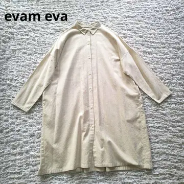 evam eva 코튼울 셔츠 원피스 롱셔츠 아이보리