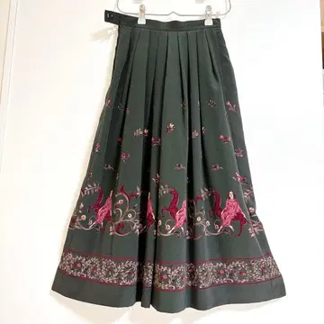 시릴 무릎 기장 스커트 큐프라 CYRIL 다크 그레이 9호 빈티지