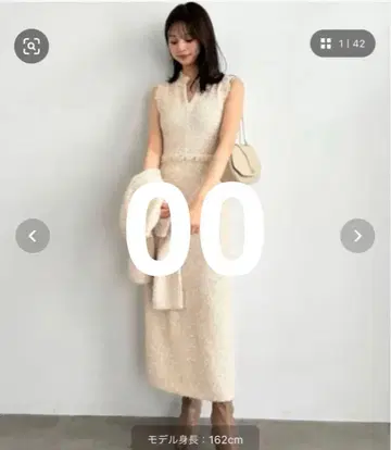 SNIDEL 트위드 니트 원피스 00 아이보리