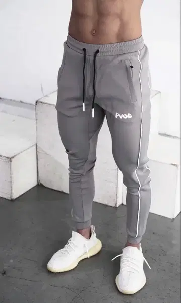 그레이 사이드 라인 조거 팬츠