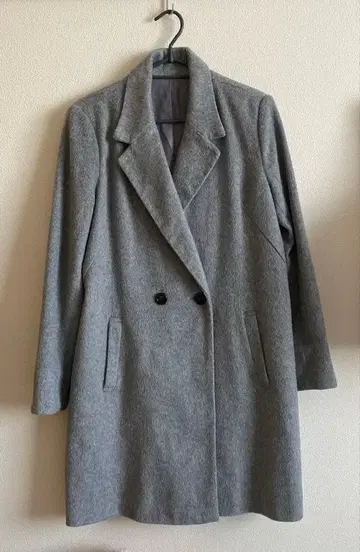 그레이 더블 브레스트 체스터 코트 L