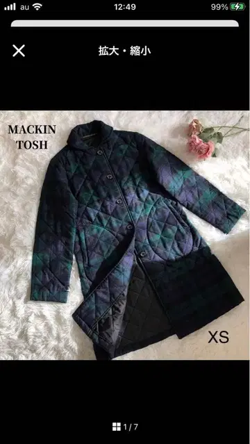 매킨토시 스코틀랜드 퀼팅 코트 자켓 체크