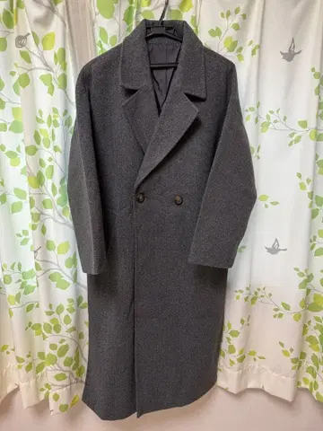 moment+ 니트 멜톤 사이드 슬릿 롱 체스터 코트 그레이