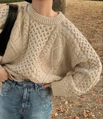 select MOCA by son 빈티지 스타일 케이블 니트