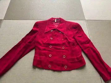 빨간색 더블 브레스트 테일러드 자켓