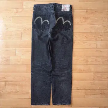 evisu 카이 블랙 데님 화이트 카모메 색빠짐 y2k archive