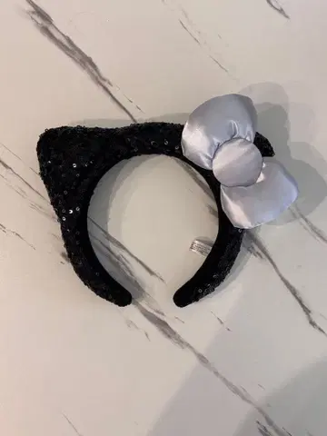 USJ 키티 머리띠 실버 리본