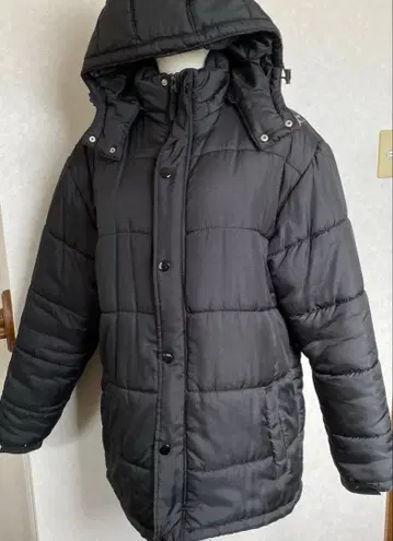 skil lful 블랙 후드 부착 다운 자켓