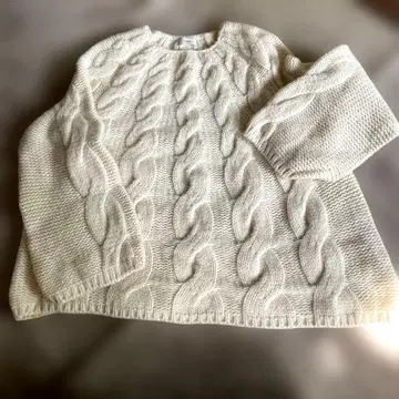 IENA 이에나 아이보리 케이블 짜임 코쿤 스웨터 울 100