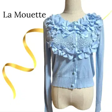 새상품급 라무에뜨 플라워 모티브 가디건 스카이블루