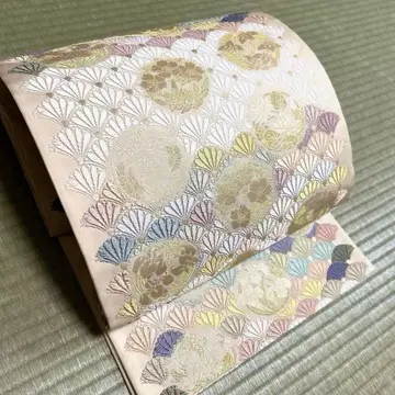 순수 실크 가드 가공 완료 자수 후쿠로 오비 [ 꽃 문양 국화 ]