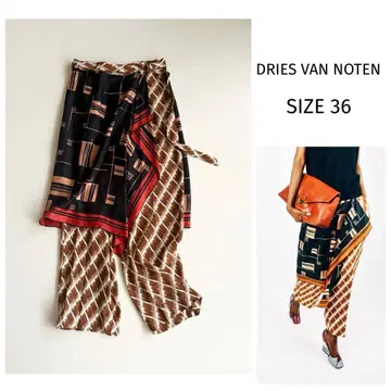 [ 드리스반노튼 ] 이컷 패턴 실크 스카프 도킹 팬츠 36