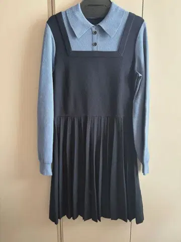 KUOSE 네이비 라이트 블루 긴팔 원피스