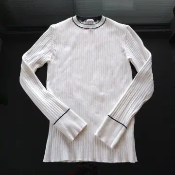 드레 스테리아 니트 리브 니트 화이트 바이컬러 화이트