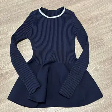 PLST 네이비 리브 플레어 니트 S