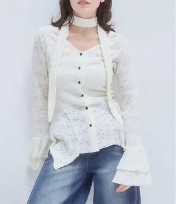 [ mellowneon ] 초커 레이스 블라우스