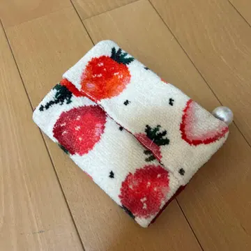 딸기 무늬 접이식 지갑 컴팩트