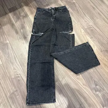 도노반 다크 그레이 와이드 레그 데님 L