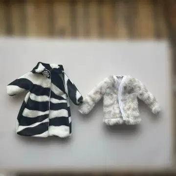 얼룩말 패턴 코트와 퍼 자켓 세트