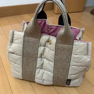 아나이 나일론 베이지 토트백