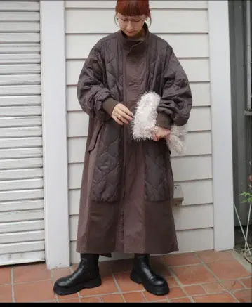 절개 맥시 밀리터리 코트