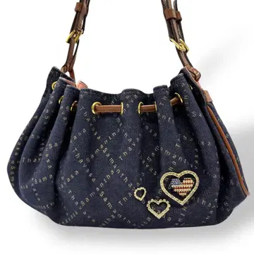 samantha thavasa 숄더백 데님 복조리 핑 배지