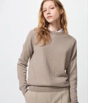 [ 이번 시즌 새상품 ] UNIQLO 100% 캐시미어 베이지 스웨터 L
