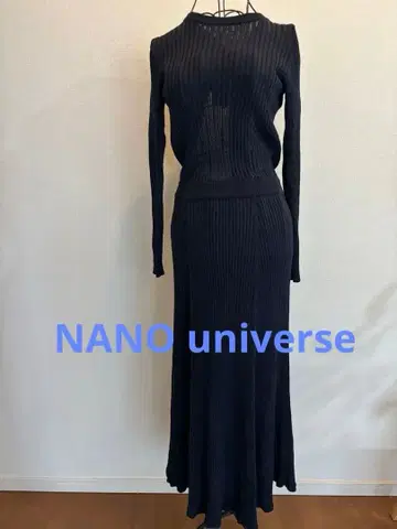 NANO universe 백 오픈 리브 니트 롱 원피스