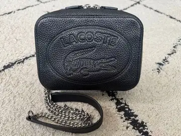 라코스테 가죽 체인 숄더백 블랙