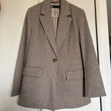 ZARA 브라운 테일러드 자켓 울 혼방