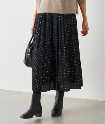 비어즐리 주름 쉬폰 개더 팬츠 (도트)
