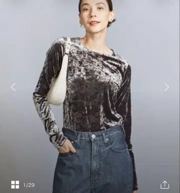 뷰티 앤 유스 벨로아 롱 슬리브 네이비