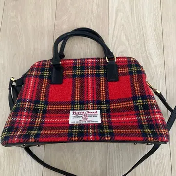 Harris Tweed 빨간색 체크 무늬 숄더백 사만다 타바사